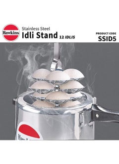 Hawkins Stainless Steel Idli Stand - 12 Idlis,(For 5 Litre And Bigger Pressure Cooker),Silver  - Image 5