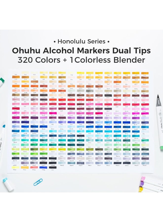 Ohuhu Honolulu 320 Colors Dual   Tips Alcoh Art Markers, Brush & Chisel - Image 4