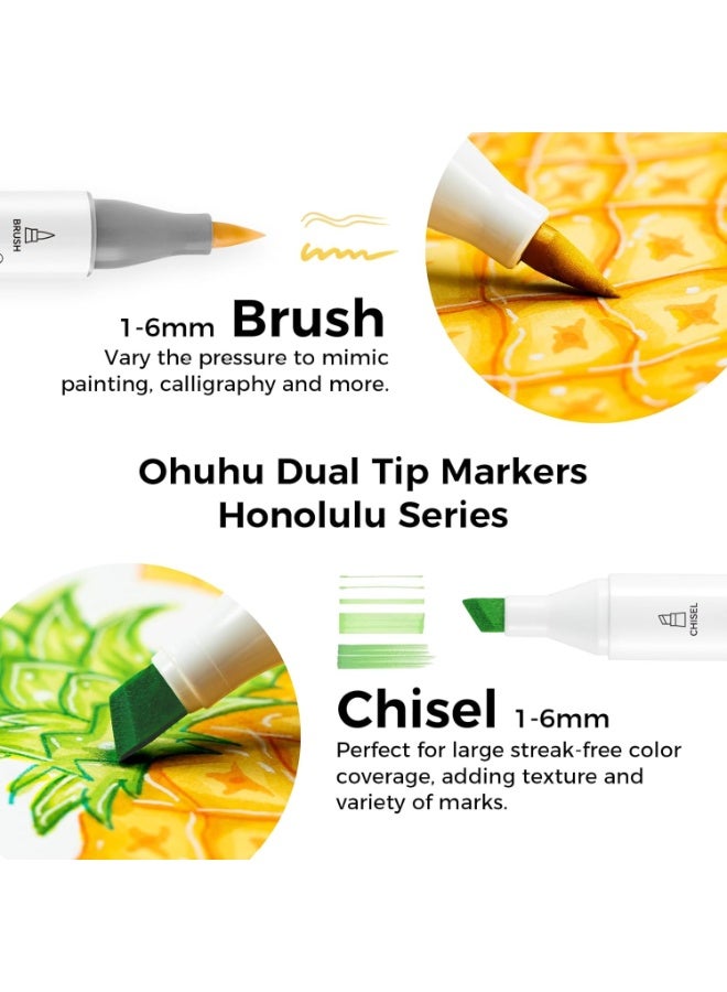 Ohuhu Honolulu 320 Colors Dual   Tips Alcoh Art Markers, Brush & Chisel - Image 2