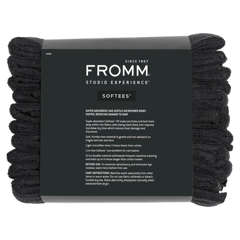 Fromm Softees Microfiber Salon Hair Towels For Hairstylists  Barbers  Spa  Gym In Black  16"" By 29""  10 Count Perfect Hair Care Towel For Drying Curly  Long  Wavy Hair - Image 2