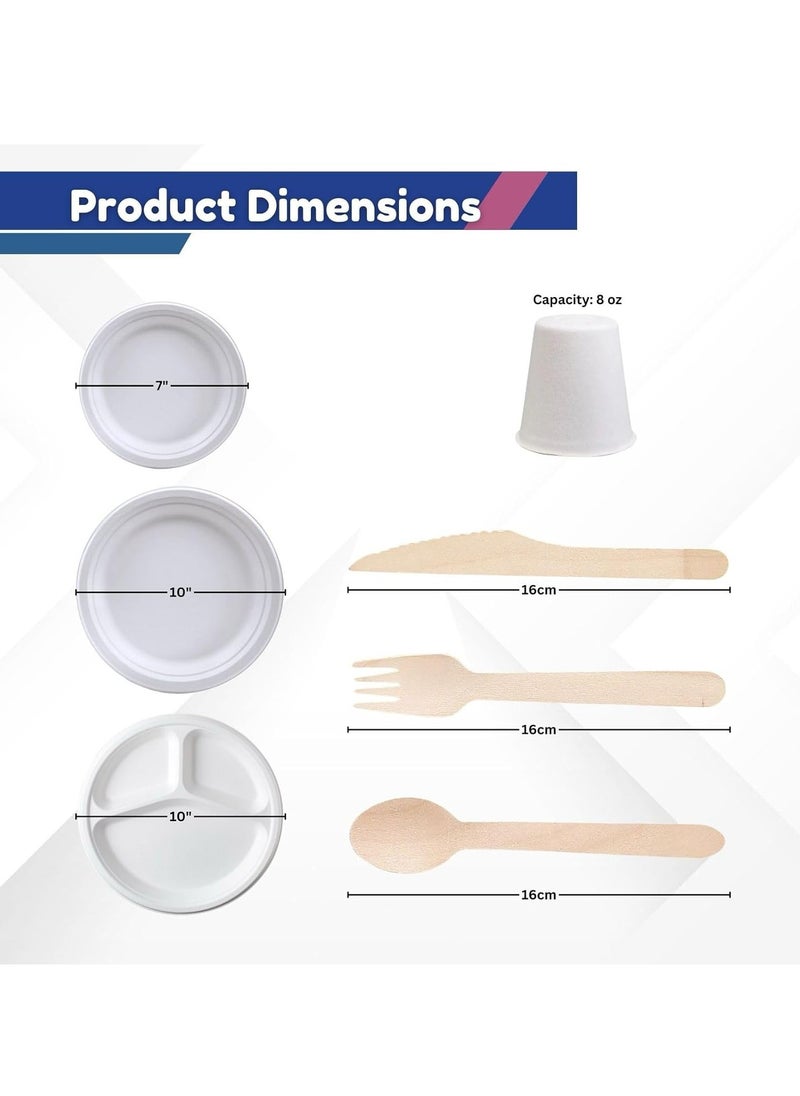 Home Smart Home Smart Bagasse Plates 7-Inches Set of 50 Pcs Heavy Duty Disposable Plate for Travel Out-Door Party and Special Event Party Favor  - Image 2