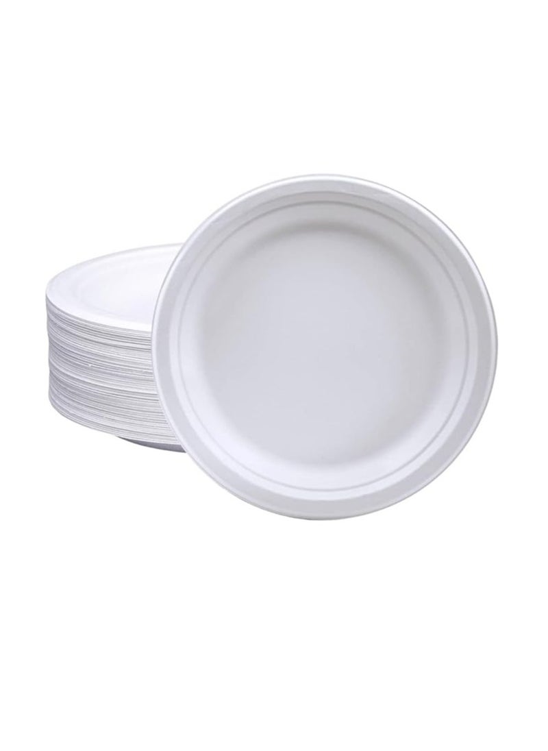 Home Smart Home Smart Bagasse Plates 7-Inches Set of 50 Pcs Heavy Duty Disposable Plate for Travel Out-Door Party and Special Event Party Favor  - Image 1