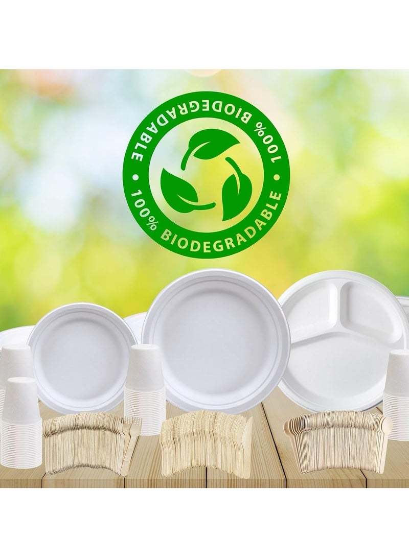 Home Smart Home Smart Bagasse Plates 7-Inches Set of 50 Pcs Heavy Duty Disposable Plate for Travel Out-Door Party and Special Event Party Favor  - Image 3