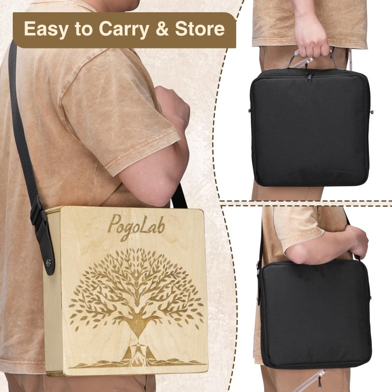 POGOLAB Portable Cajon, Multi-Tone Travel Drum Box with Storage Bag & Detachable Snare Drum Strap, Exquisite Carved Patterns, Beautiful Percussion Instrument Gift - Image 5