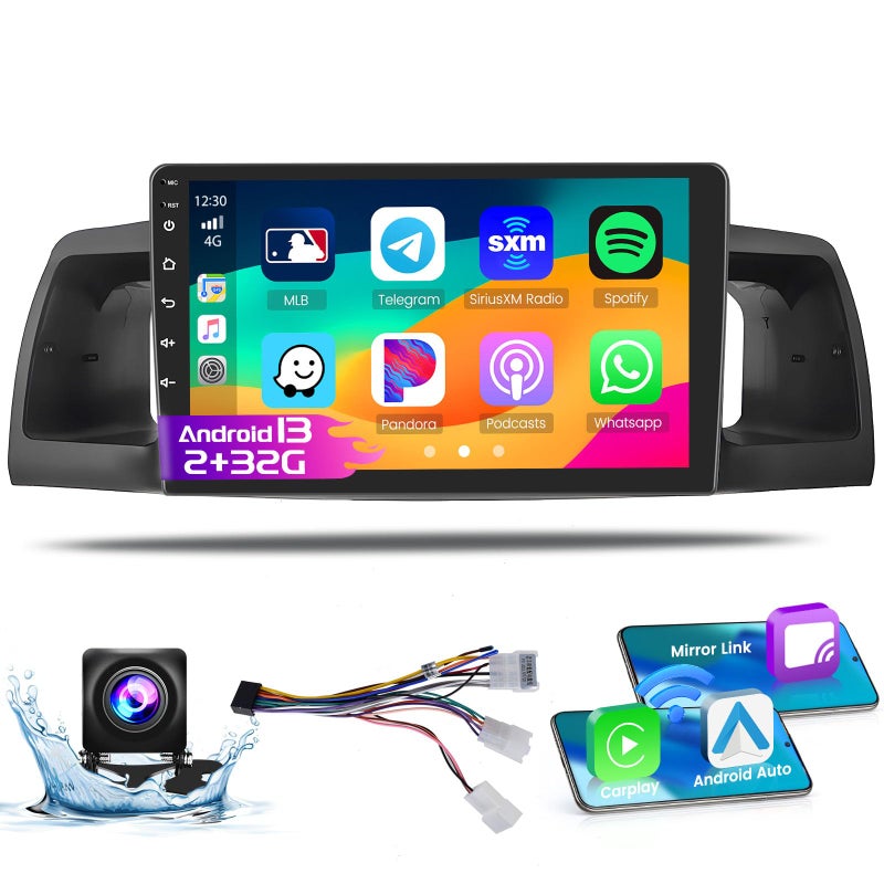 Roinvou 2+32G Android CarPlay Stereo for 2005-2012 Toyota Corolla EX, 9'' Touch Screen in-Dash GPS Navigation with Built-in Wireless CarPlay Android Auto Support Mirror Link BT RDS AHD DSP - Image 1