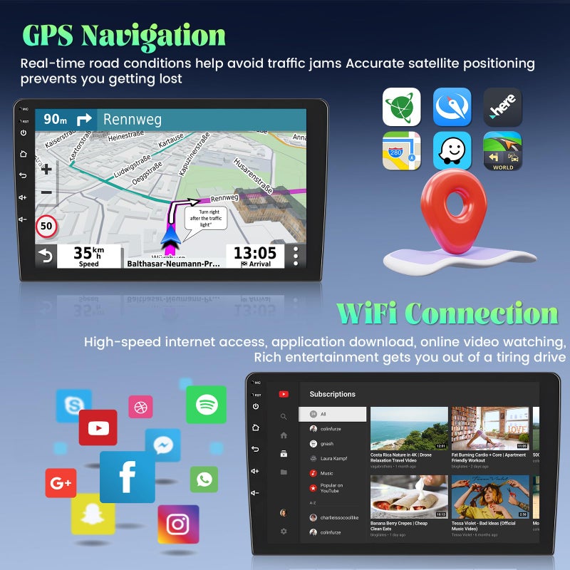 Roinvou 2+32G Android CarPlay Stereo for 2005-2012 Toyota Corolla EX, 9'' Touch Screen in-Dash GPS Navigation with Built-in Wireless CarPlay Android Auto Support Mirror Link BT RDS AHD DSP - Image 5