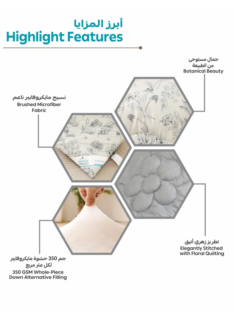Donetella KING 6-Pcs Printed King Comforter Set | Fits 200x200 cm Size Bed | Soft Brushed Microfiber | Reversible Printed Comforter | 350 GSM Down Alternative Fill  | Best Price UAE
