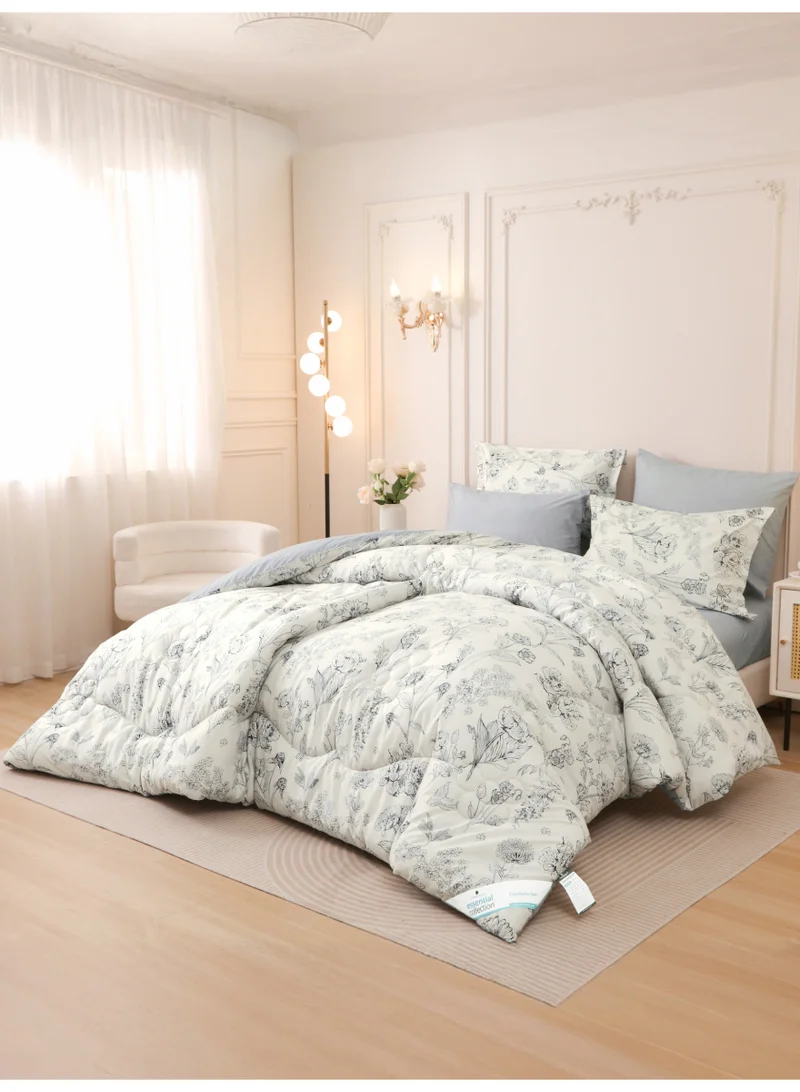 Donetella KING 6-Pcs Printed King Comforter Set | Fits 200x200 cm Size Bed | Soft Brushed Microfiber | Reversible Printed Comforter | 350 GSM Down Alternative Fill  | Best Price UAE