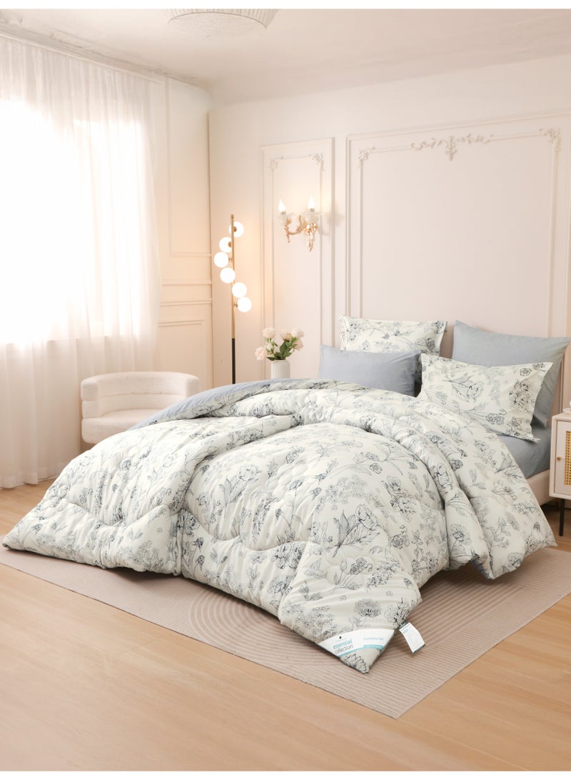 Donetella 6-Pcs Printed King Comforter Set | Fits 200x200 cm Size Bed | Soft Brushed Microfiber | Reversible Printed Comforter | 350 GSM Down Alternative Fill - Image 2