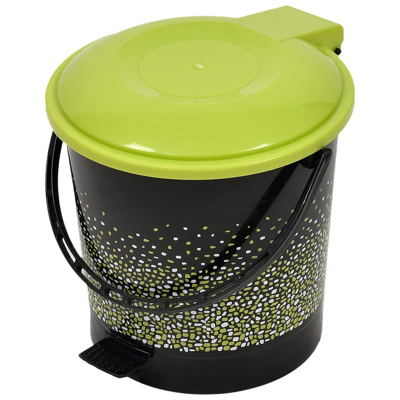 Kuber Industries Kuber Industries Printed Plastic Pedal Dustbin For Home Kitchen Office Bathroom With Handle 7 Litre Black47KM0740  - Image 2