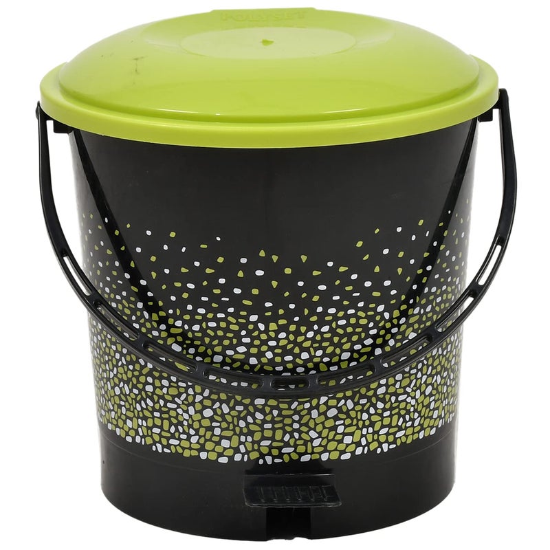 Kuber Industries Kuber Industries Printed Plastic Pedal Dustbin For Home Kitchen Office Bathroom With Handle 7 Litre Black47KM0740  - Image 1