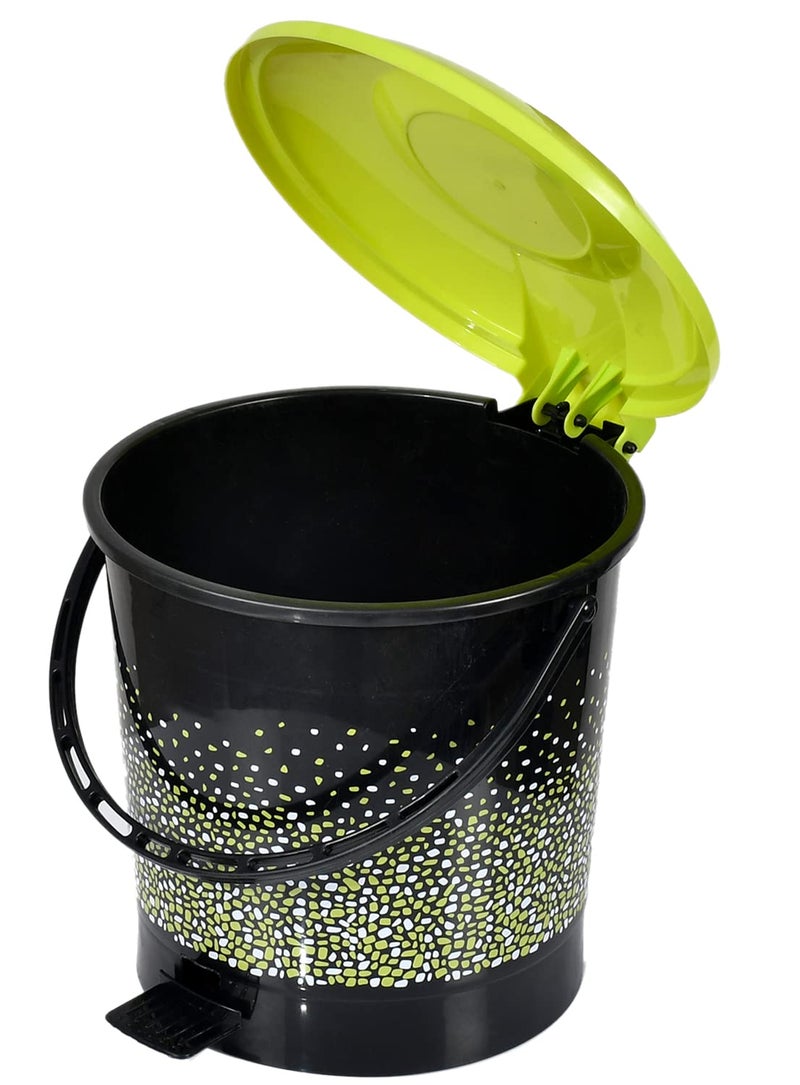 Kuber Industries Kuber Industries Printed Plastic Pedal Dustbin For Home Kitchen Office Bathroom With Handle 7 Litre Black47KM0740  - Image 3