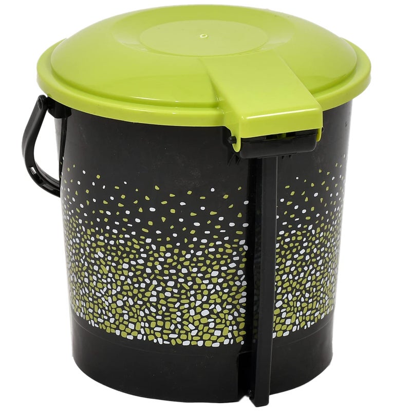 Kuber Industries Kuber Industries Printed Plastic Pedal Dustbin For Home Kitchen Office Bathroom With Handle 7 Litre Black47KM0740  - Image 5
