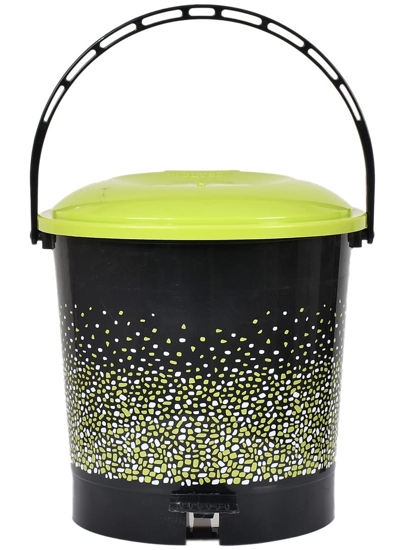 Kuber Industries Kuber Industries Printed Plastic Pedal Dustbin For Home Kitchen Office Bathroom With Handle 7 Litre Black47KM0740  - Image 4