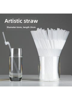 Mi Tao Disposable Plastic Color Art Straw Modeling Creative Elbow Monochrome 100 10 Color Selection-Color:Transparent 100/bag