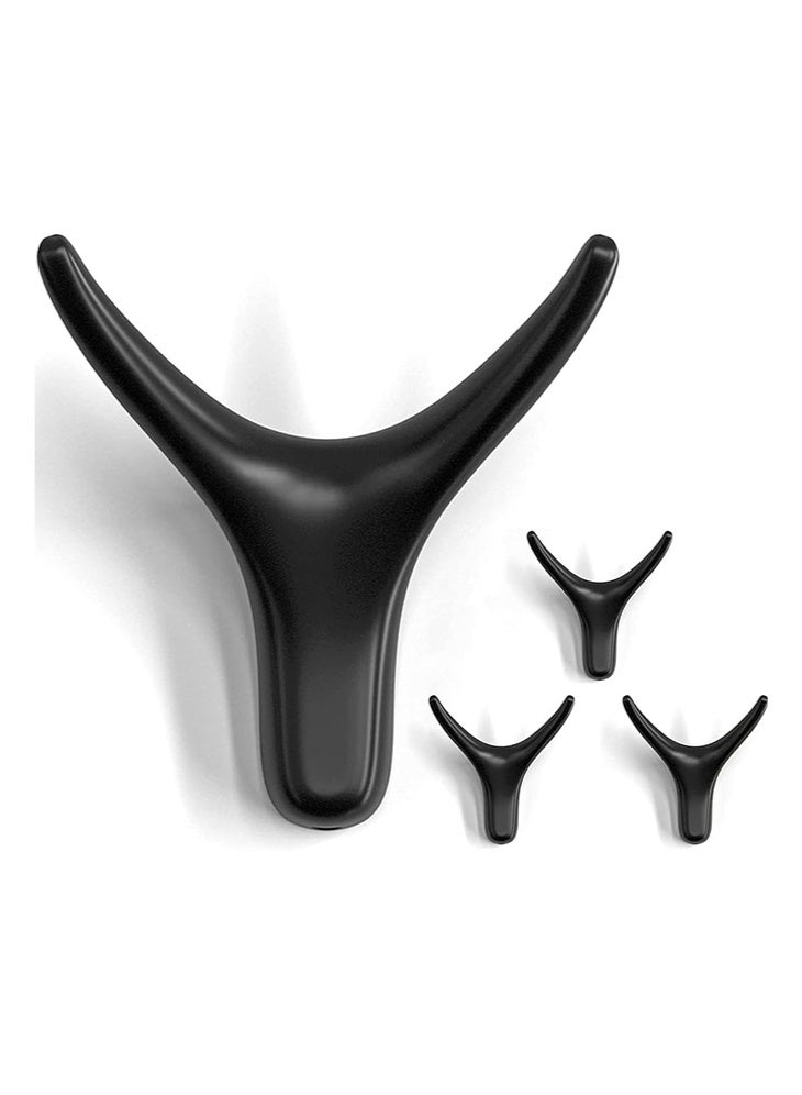 meayul Wall Hook, 4PCS Coat Hooks, Cow Head Wall Hooks for Heavy Duty Door Hanger, Double Hooks Utility Black Hooks, Living Room, Bathroom, Kitchen, Bedroom for Coat, Bag, Scarf, Towel - Image 1