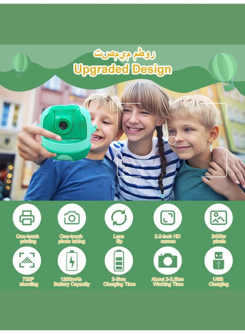 Kids Instant Print Camera, Kids Camera Gifts, 720P HD Digital With 1 Print Paper, 32GB Card Reader, Selfie Photo Video Birthday Gift for Toddler Boys Girls, Mini Rechargeable Child Digital Camera Shockproof Video Camcorder Gifts - Image 3