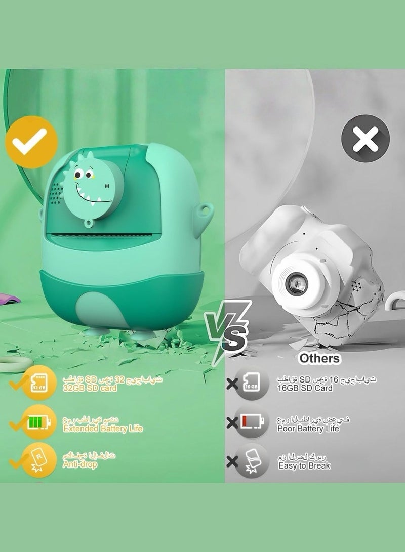 Kids Instant Print Camera, Kids Camera Gifts, 720P HD Digital With 1 Print Paper, 32GB Card Reader, Selfie Photo Video Birthday Gift for Toddler Boys Girls, Mini Rechargeable Child Digital Camera Shockproof Video Camcorder Gifts - Image 5