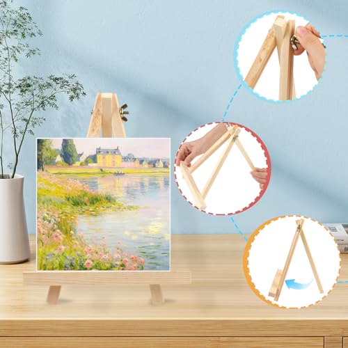DSUWAZU 4PCS 9 Inch Wood Easels, Tripod, Painting Party Easel, Kids Student Tabletop Easels for Painting, Easel Stand for Painting Canvases, Portable Canvas Photo Picture Sign Holder. - Image 4
