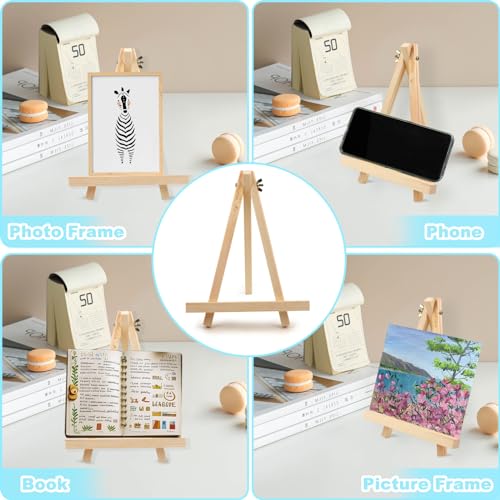 DSUWAZU 4PCS 9 Inch Wood Easels, Tripod, Painting Party Easel, Kids Student Tabletop Easels for Painting, Easel Stand for Painting Canvases, Portable Canvas Photo Picture Sign Holder. - Image 5