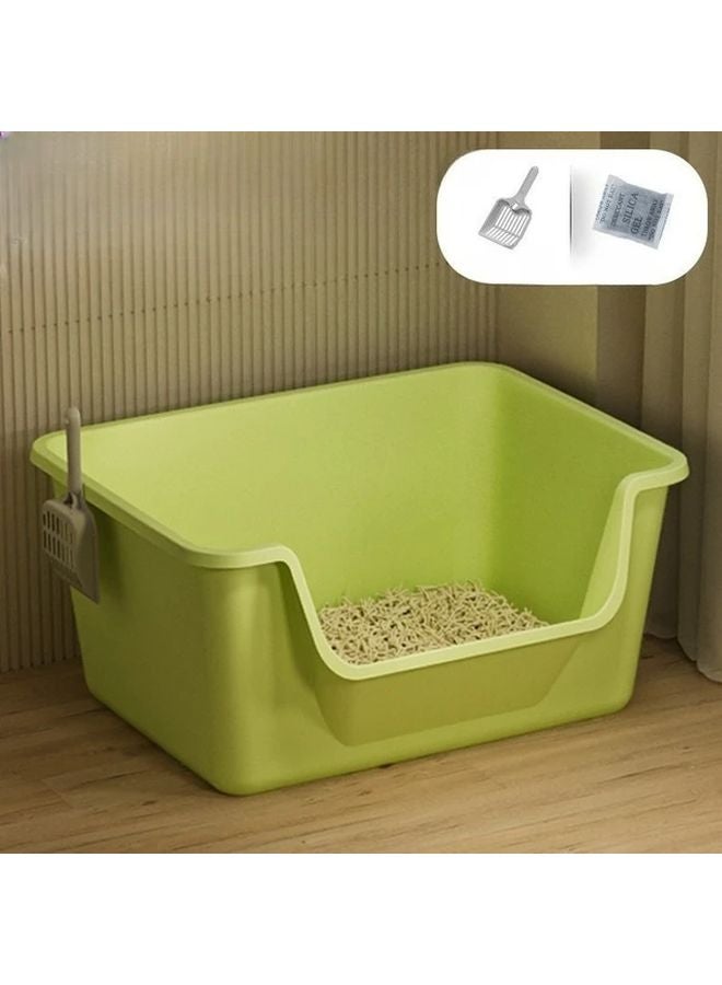 Matcha Green Semi Enclosed Cat Litter Box Splash Proof Easy Cleaning Rounded Corners - Image 3
