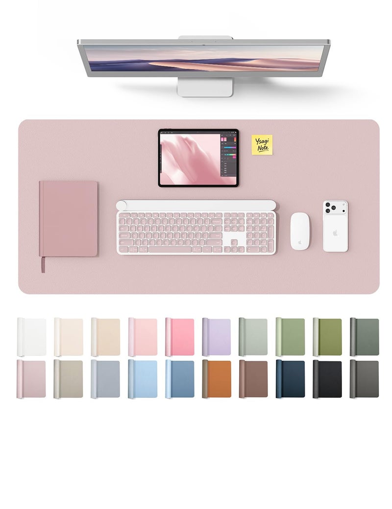 YSAGi Leather Desk Protector, Office Mat, Large Mouse Mat, Non-Slip PU Leather Blotter, Laptop Pad, Waterproof Writing Pad for Office and Home (Grayish Lavender, 35.4" x 17") - Image 1