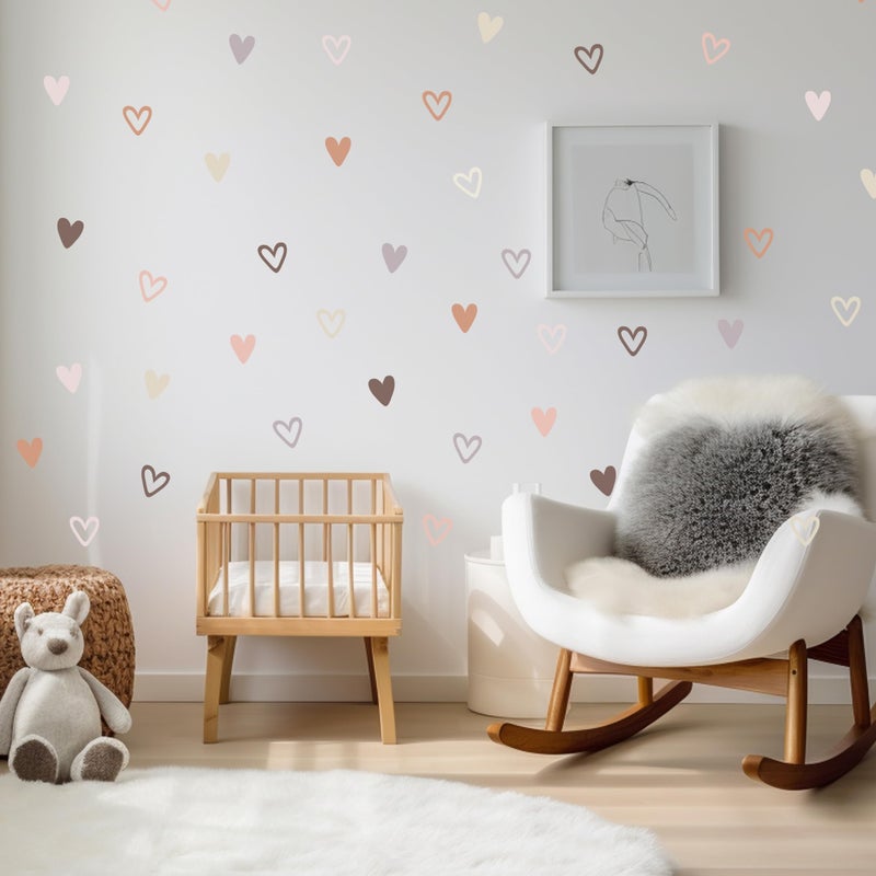 Shine Inside 72psc Boho Heart Wall Stickers Girls Bedroom Removable Wall Decals Nursery Kids Decor, Cute Decorations, Pastel Hearts Wall Art Stickers for Kids Room Bedroom Playroom Nursery Room - Image 4