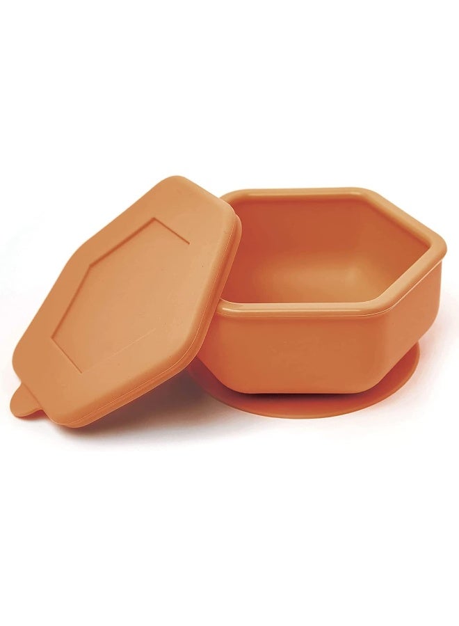 Tiny Twinkle Silicone Suction Bowl with Lid for Baby and Toddler - 100% Silicone - BPA Free - Microwave Safe - Suction Bowls for Baby, Snack Containers for Toddlers (Cinnamon) - Image 1