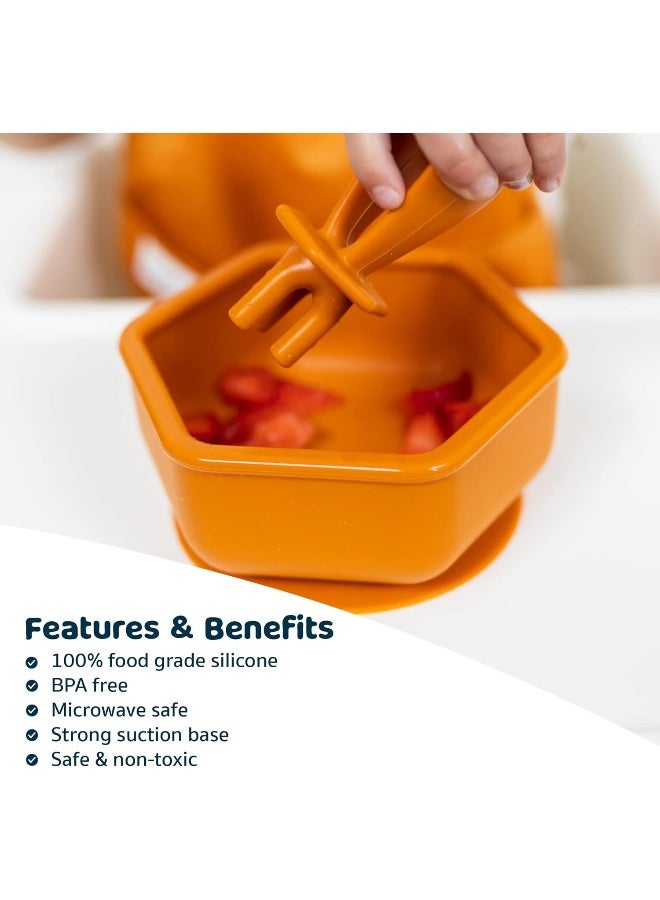 Tiny Twinkle Silicone Suction Bowl with Lid for Baby and Toddler - 100% Silicone - BPA Free - Microwave Safe - Suction Bowls for Baby, Snack Containers for Toddlers (Cinnamon) - Image 3