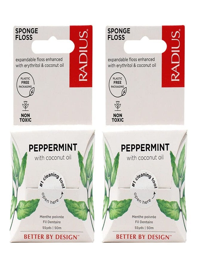 RADIUS Peppermint Dental Floss 55 Yards Vegan and Non-Toxic Oral Care Boost Total Tooth & Gum Protection Clear - Pack of 2 - Image 1