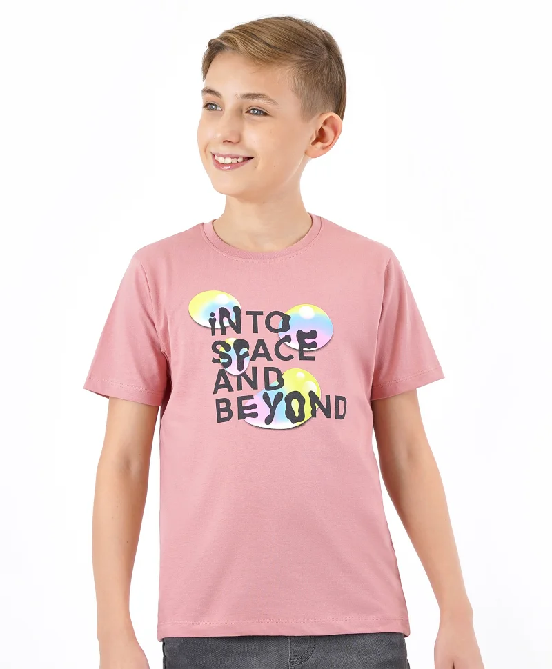 Primo Gino Primo Gino 100% Cotton Half Sleeves T-Shirt Text Print- Pink