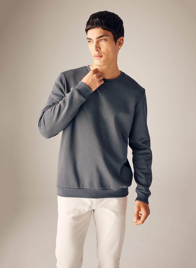 DeFacto Regular Fit Crew Neck Cotton Basic Sweatshirt  - Image 1