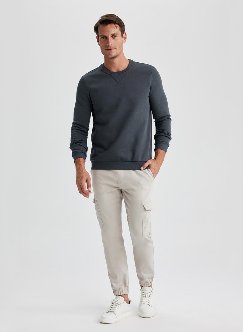 DeFacto Regular Fit Crew Neck Cotton Basic Sweatshirt  - Image 3