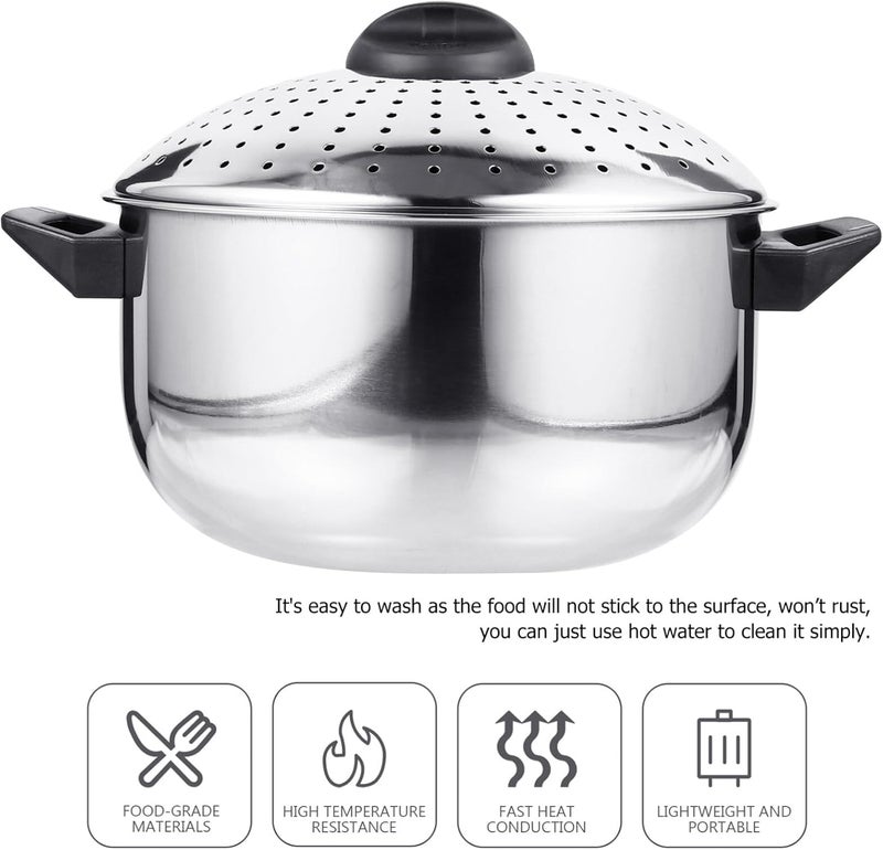 Hemoton Stainless Steel Cooking Pot Pasta Pot Noodles Cooking Pot with Strainer Kitchen Cookware 16CM/6.3inch Diameter - Image 2