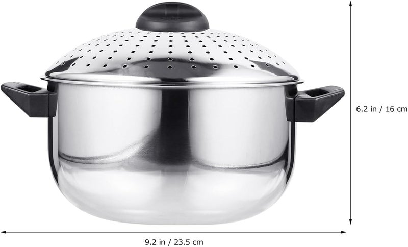 Hemoton Stainless Steel Cooking Pot Pasta Pot Noodles Cooking Pot with Strainer Kitchen Cookware 16CM/6.3inch Diameter - Image 3