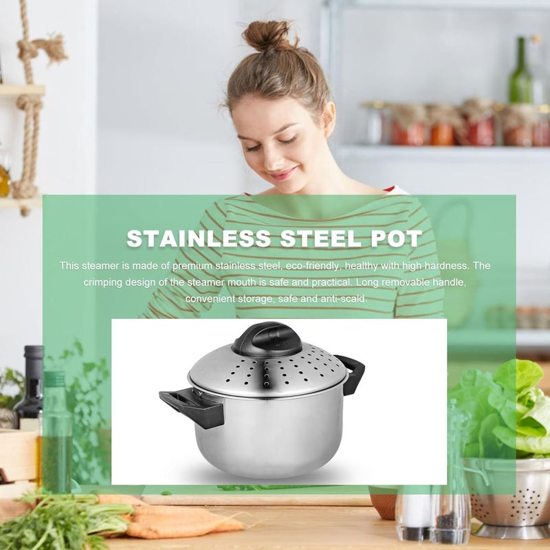 Hemoton Stainless Steel Cooking Pot Pasta Pot Noodles Cooking Pot with Strainer Kitchen Cookware 16CM/6.3inch Diameter - Image 5