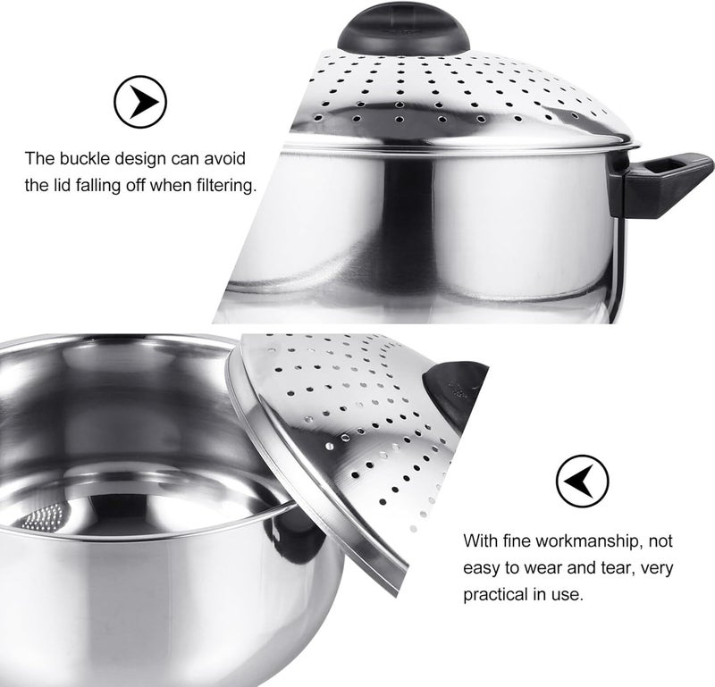Hemoton Stainless Steel Cooking Pot Pasta Pot Noodles Cooking Pot with Strainer Kitchen Cookware 16CM/6.3inch Diameter - Image 4