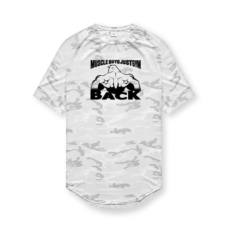 Muscle fitness men''s spring and summer running sports leisure training exercise basketball camouflage quick-drying short sleeve t-shirt - Image 3