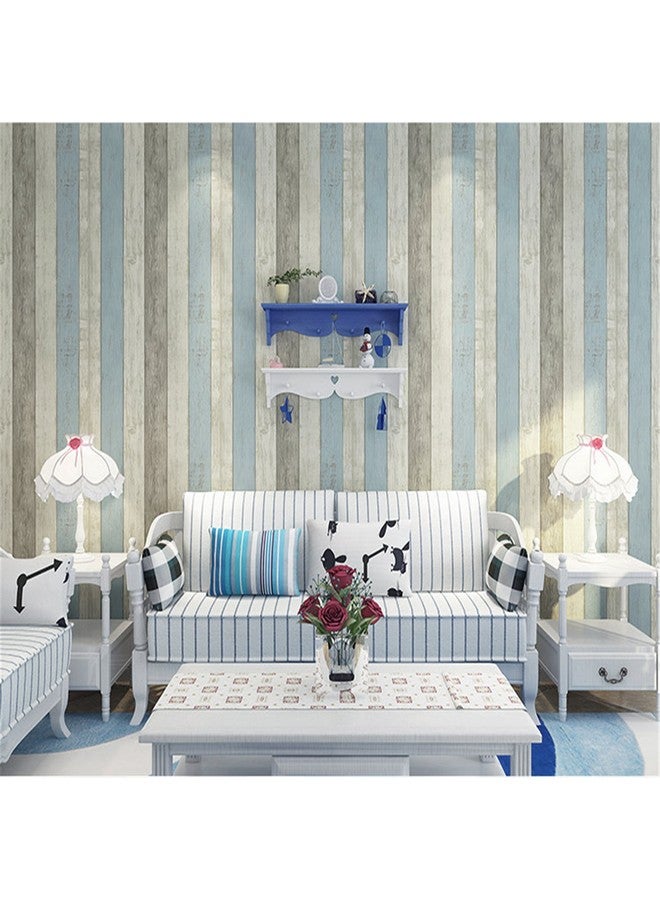 وولبين ملصقات حائط خشبية من وولبين (45 سم × 10 متر) تصميم حبيبات، مطعم خشبي بحري، تصميم، تجديد الباب، خزانة ملابس، خزانة، غرفة أطفال، ديكور مدرسة اللعب، أزرق - Image 1
