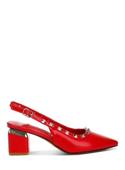 London Rag Stud Embellished Slingback Sandals in Red