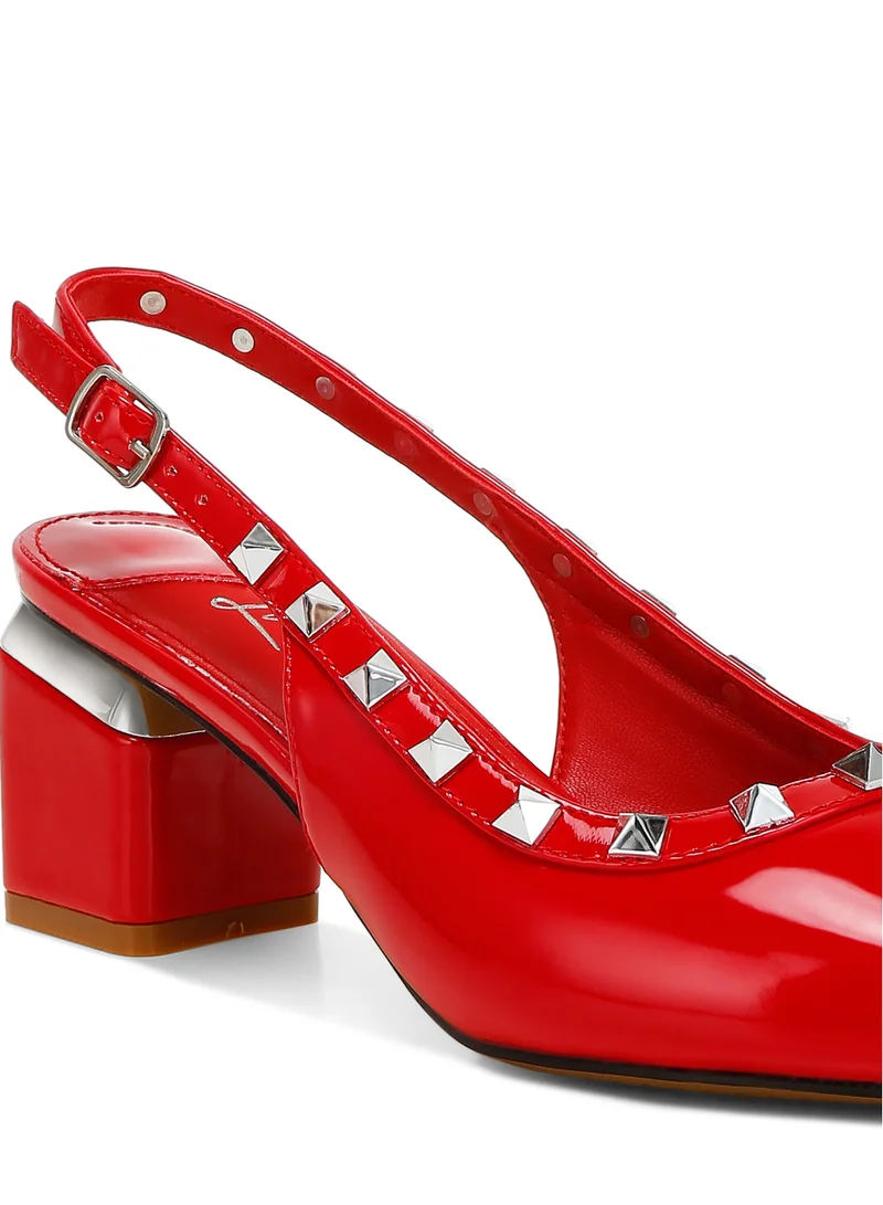 London Rag Stud Embellished Slingback Sandals in Red