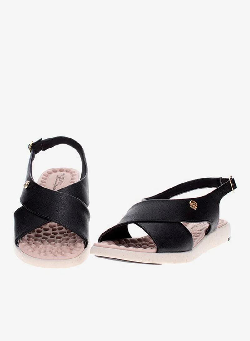 Modare Black Sandals for Women with Back Strap – Stylish & Supportive sling Back Ladies Sandals for Women | Best Price UAE