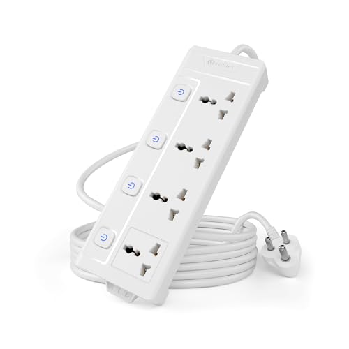 Cablet 250 Volts Extension Board 2500W 10A, 4 Universal Sockets, Individual Switches, 1.8M Heavy Duty Copper Wire, LED Indicator, Power Strip for Home and Office Use - Image 1