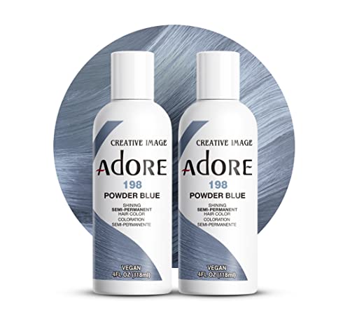 Adore Semi Permanent Hair Color Vegan and CrueltyFree Blue Hair Dye 4 Fl Oz 198 Powder Blue Pack of 2