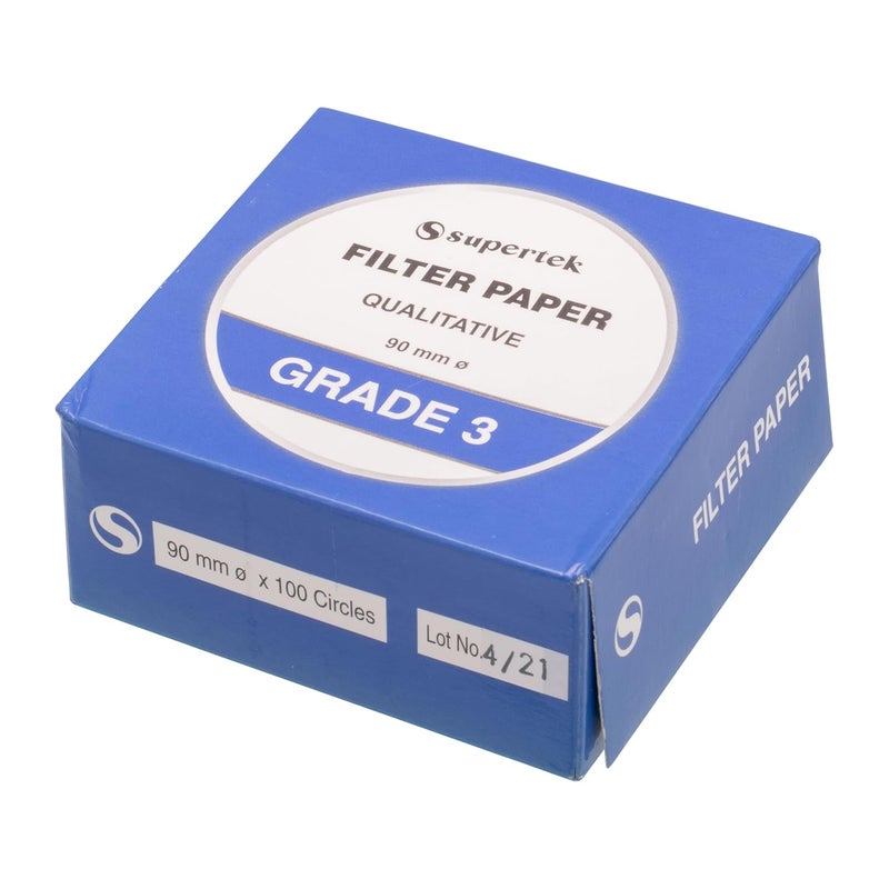 Supertek Filter Paper, Qualitative, Grade 3, 90 mm (Diameter) Pack of 100 Sheets - Image 3