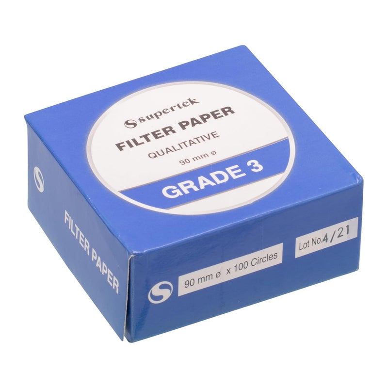 Supertek Filter Paper, Qualitative, Grade 3, 90 mm (Diameter) Pack of 100 Sheets - Image 2