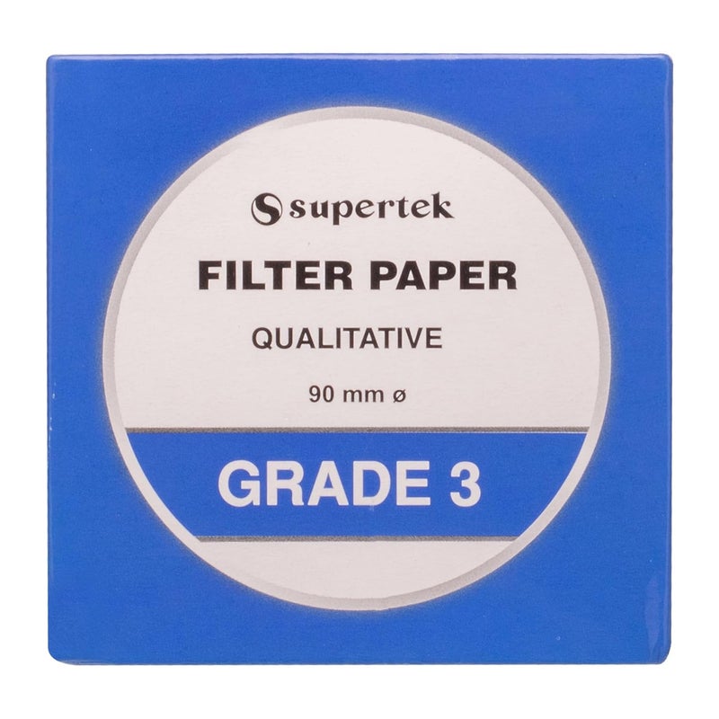 Supertek Filter Paper, Qualitative, Grade 3, 90 mm (Diameter) Pack of 100 Sheets - Image 1