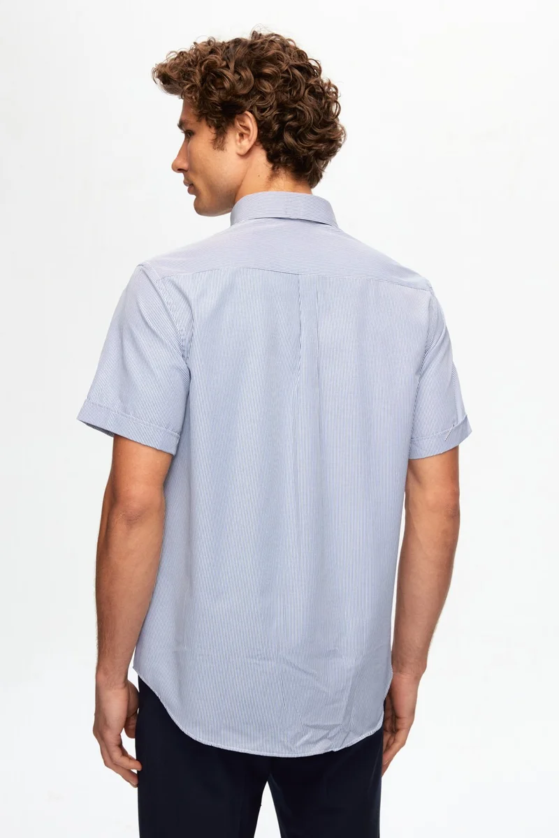 دي أس دامات Regular Fit Navy Blue Striped Shirt 0HF022102314M