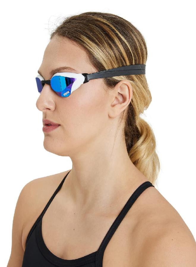 arena Arena Unisex Cobra Core Swipe Anti-Fog Racing Swim Goggles for Men and Women Polycarbonate Mirror Lens, Blue/Sliver  - Image 5