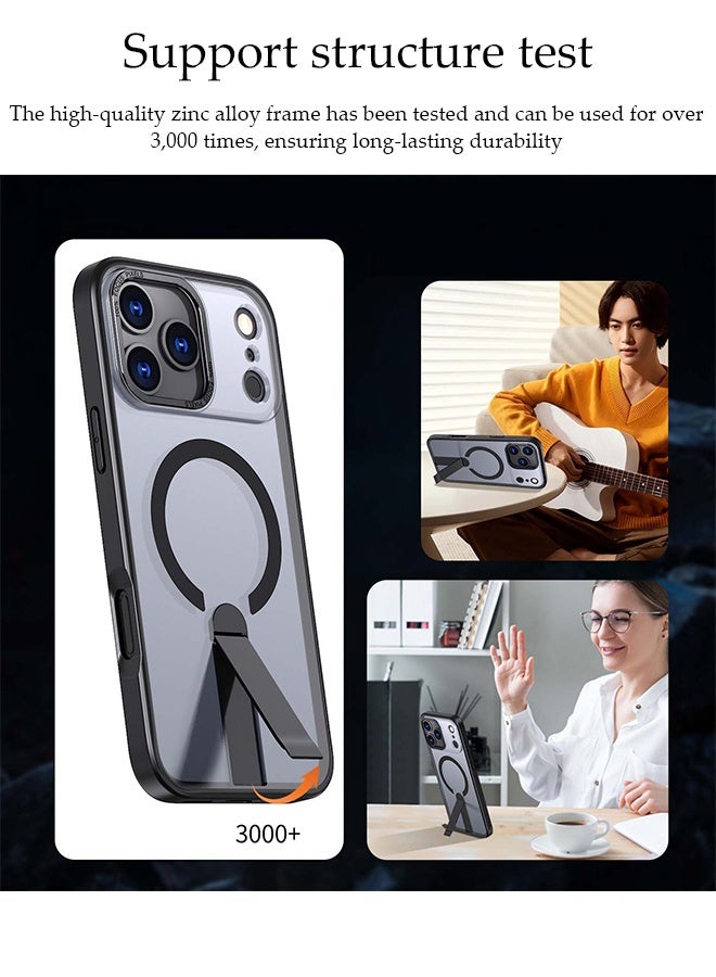 DUNISO iPhone 17 Pro Max Magnetic Phone Case Anti-Slip and Drop-Proof Protective Cover with Invisible Stand Compatible with MagSafe Ultra Thin Transparent Matte Back Shockproof Phone Case for iPhone 17 Pro Max - Image 5